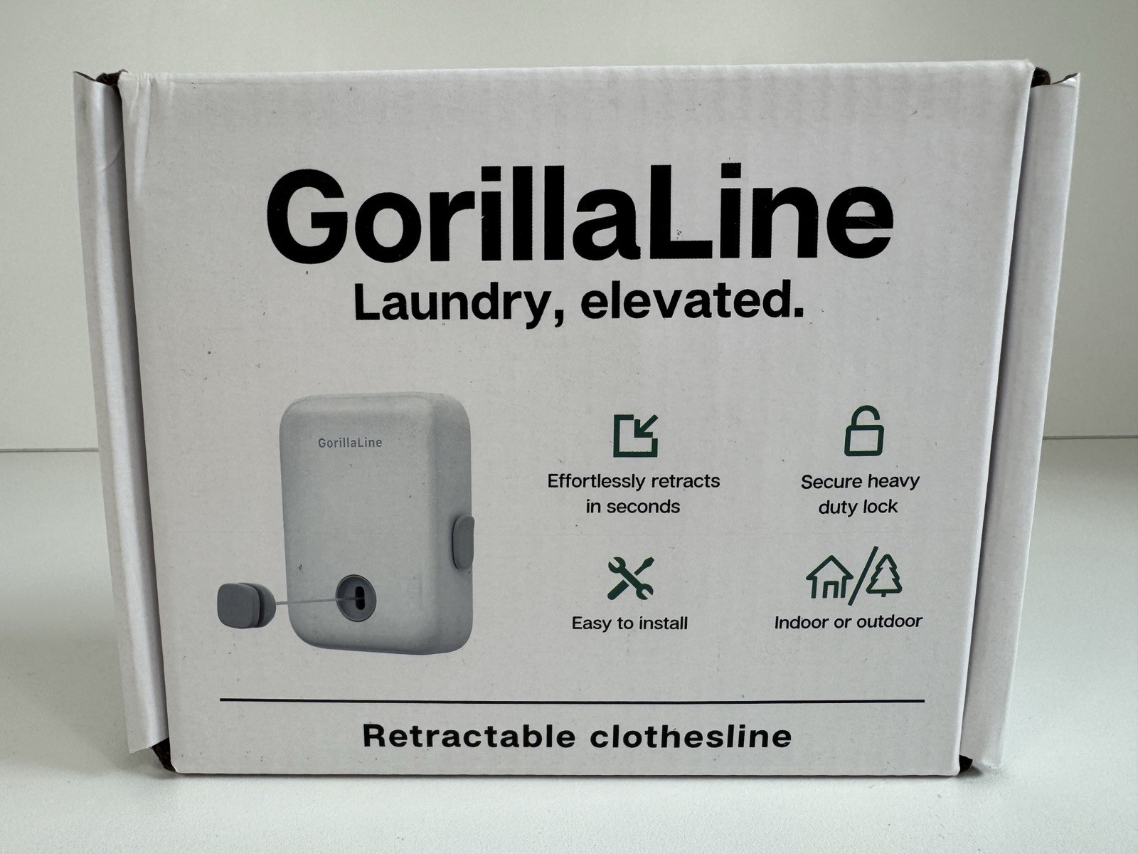 BRAND NEW GorillaLine - Retractable Clothesline Indoor and Outdoor WHITE