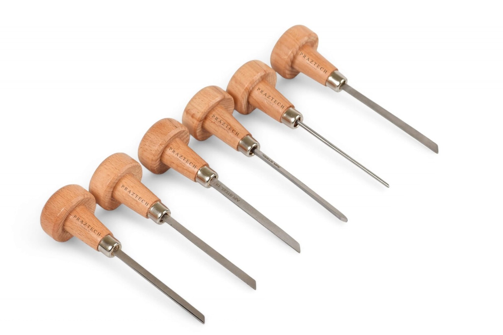 PRAZTECH® High Speed Steel 6pcs Gravers with Wooden Handles | Engraver Tool