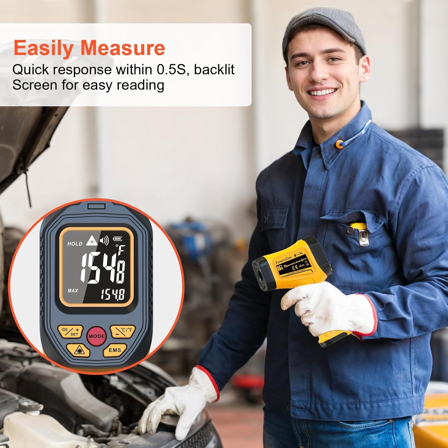 Accurate Laser Temperature Gun with Max/Min Tracking & Energy Saving Display