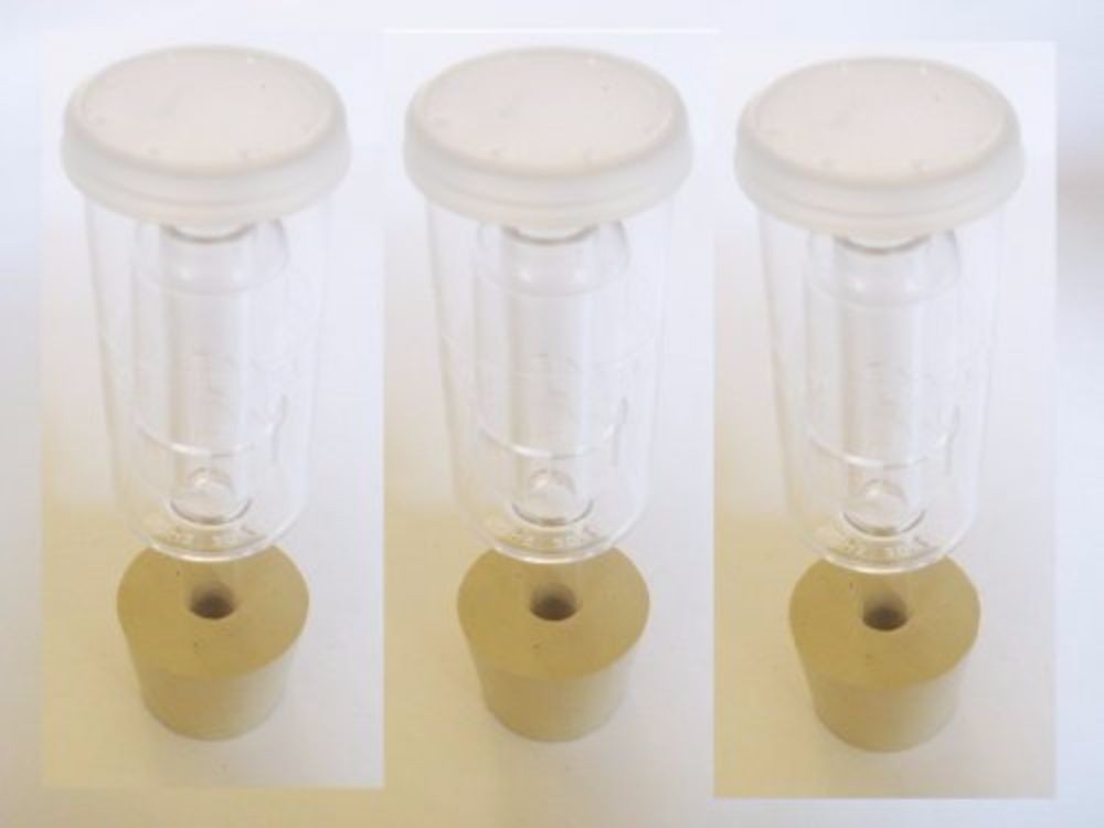3ct. - 3 Piece Airlock with #7 Stopper - Set of 3 (Cylinder Airlock)