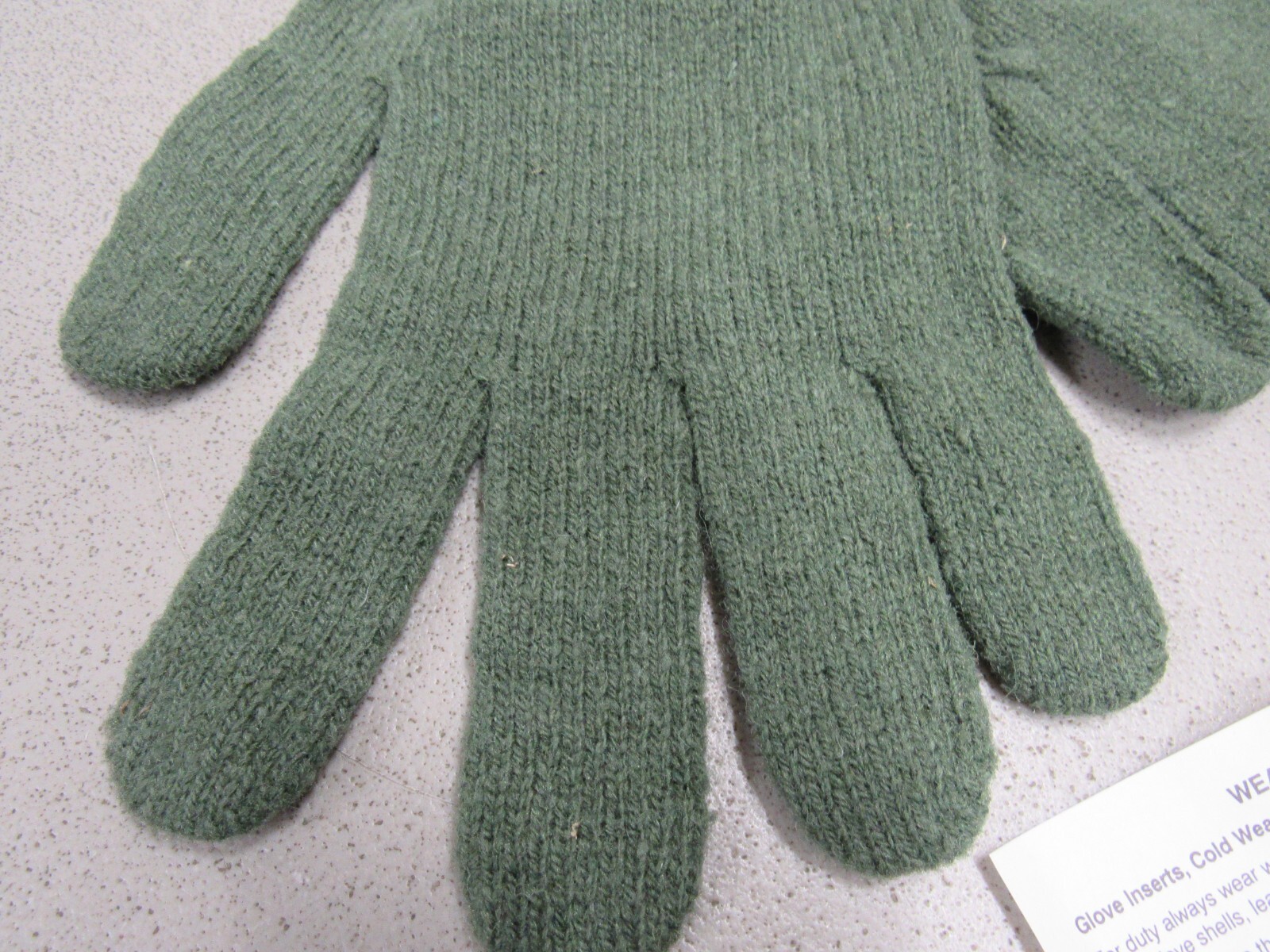 US GI Wool Glove Liners Inserts Size 5 Green 483 Cold Weather For D3A Shells NOS