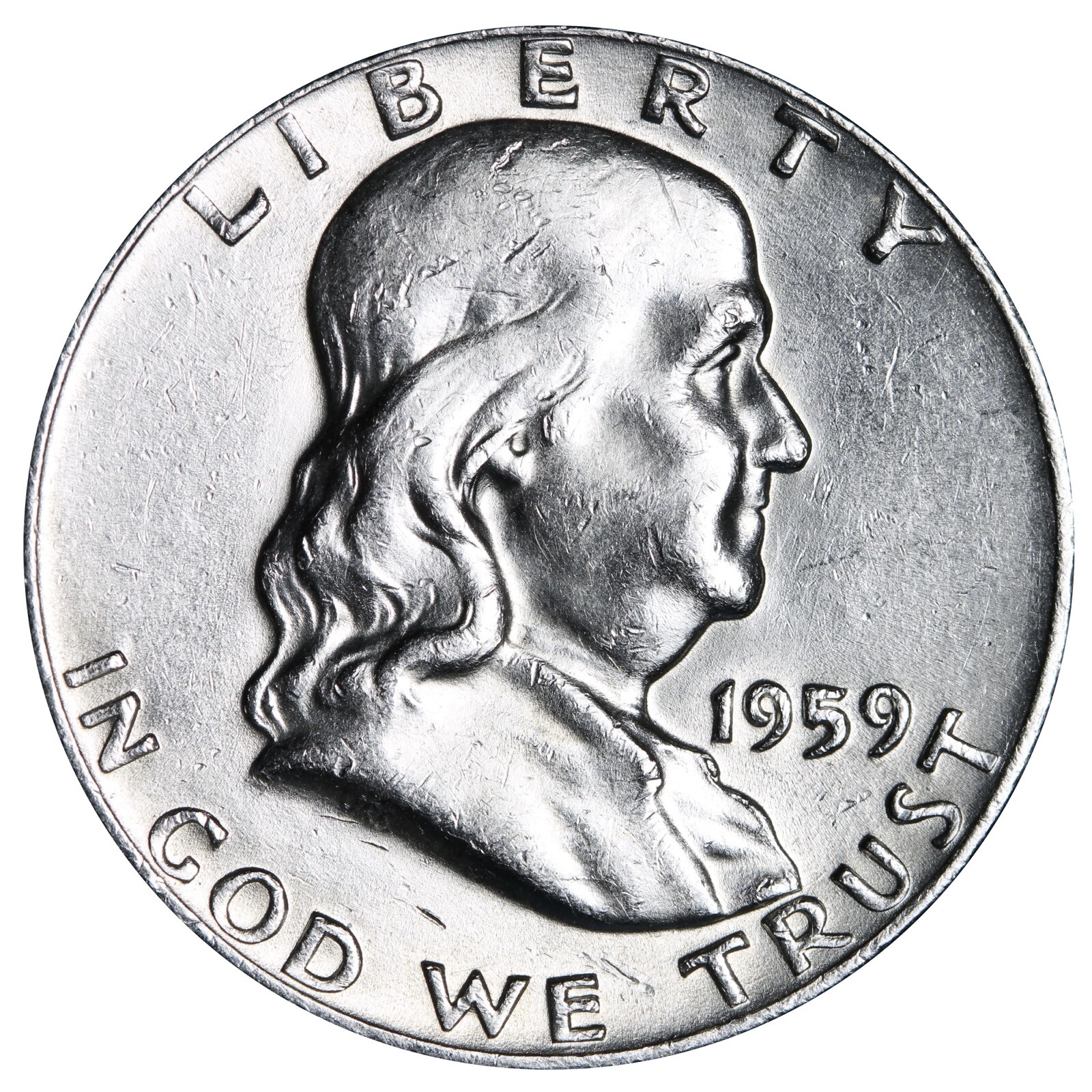 1959-D Franklin SILVER Half Dollar XF/AU Nice Coin! Complete Your Album!