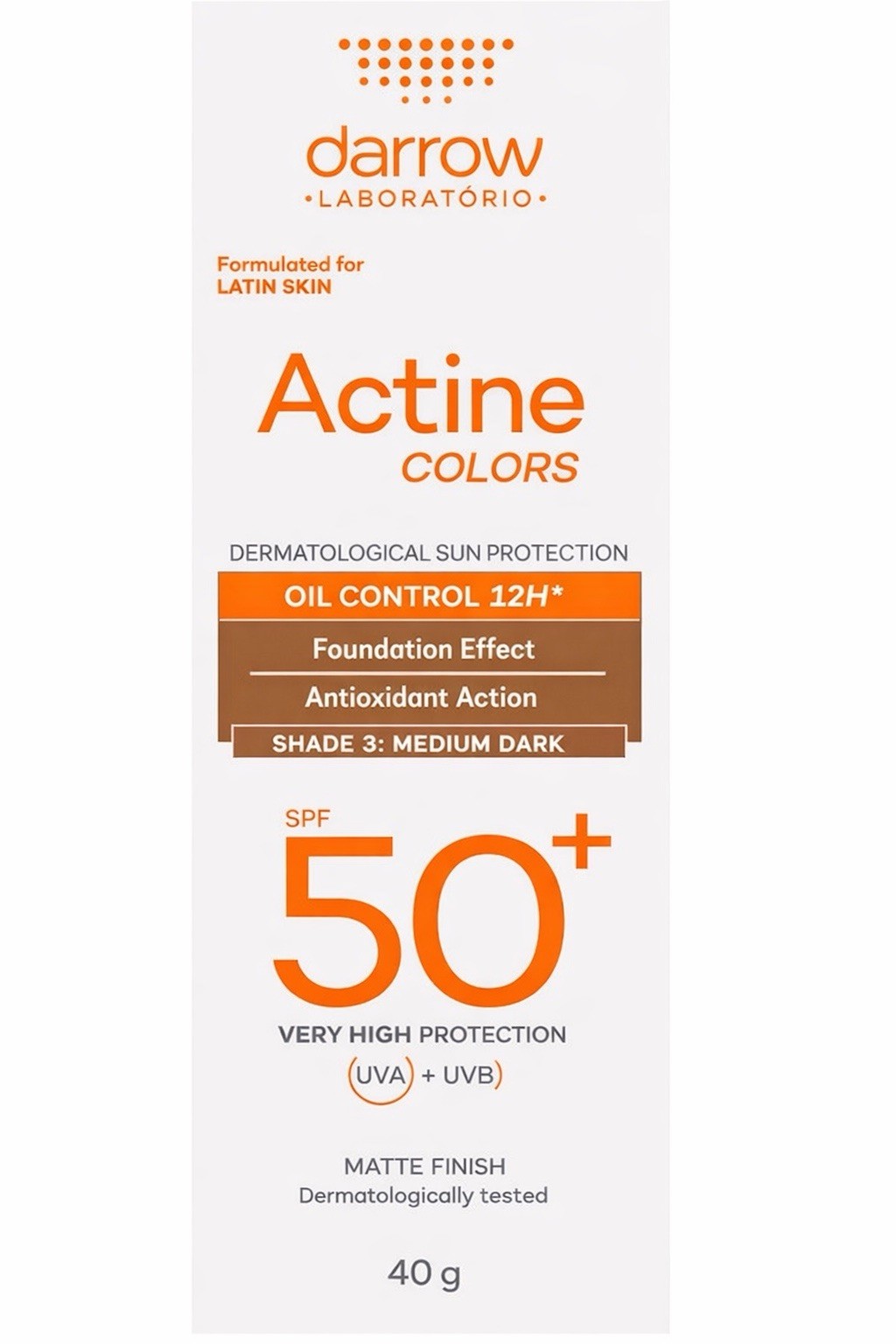 Darrow Actine Colors Fps 50+ Tone 3: Medium Dark 40G Brand New