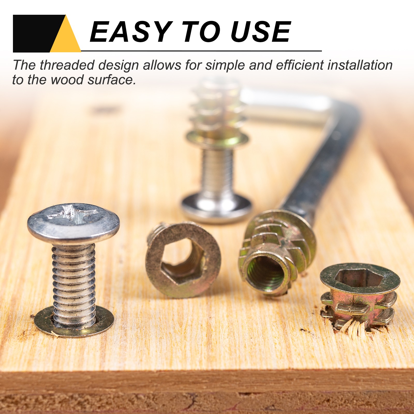 18Pcs Threaded Inserts for Wood, Zinc Alloy M8 Hex-Flush Thread Inserts 25mm