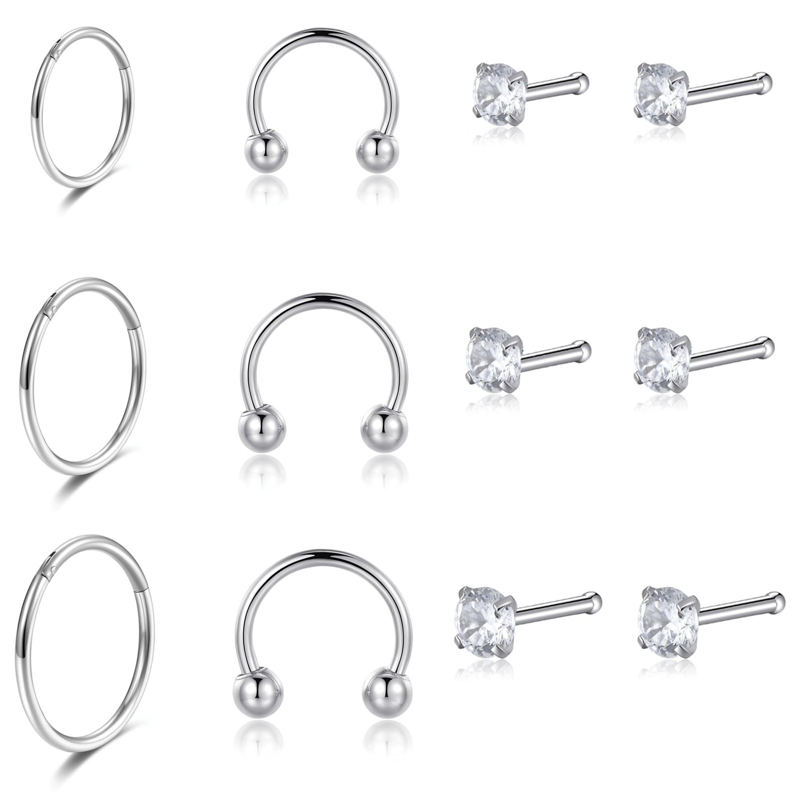 Lantine Opal Nose Stud 20 Gauge 6mm Surgical Steel Cute 20g Nose Ring Piercin...