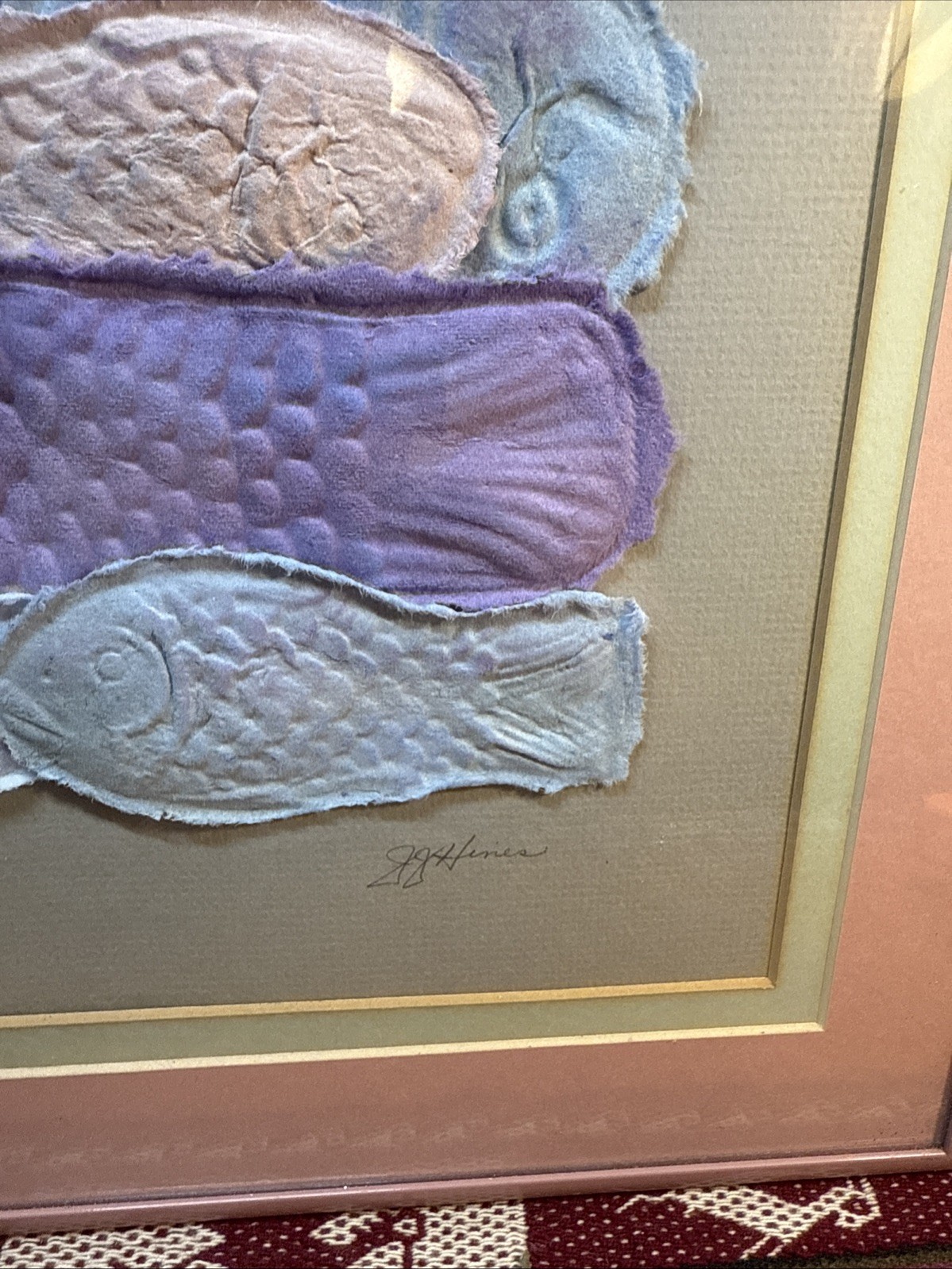 “Something Fishy” Original Framed Art signed J. J Hines 16.25 By 20.25”