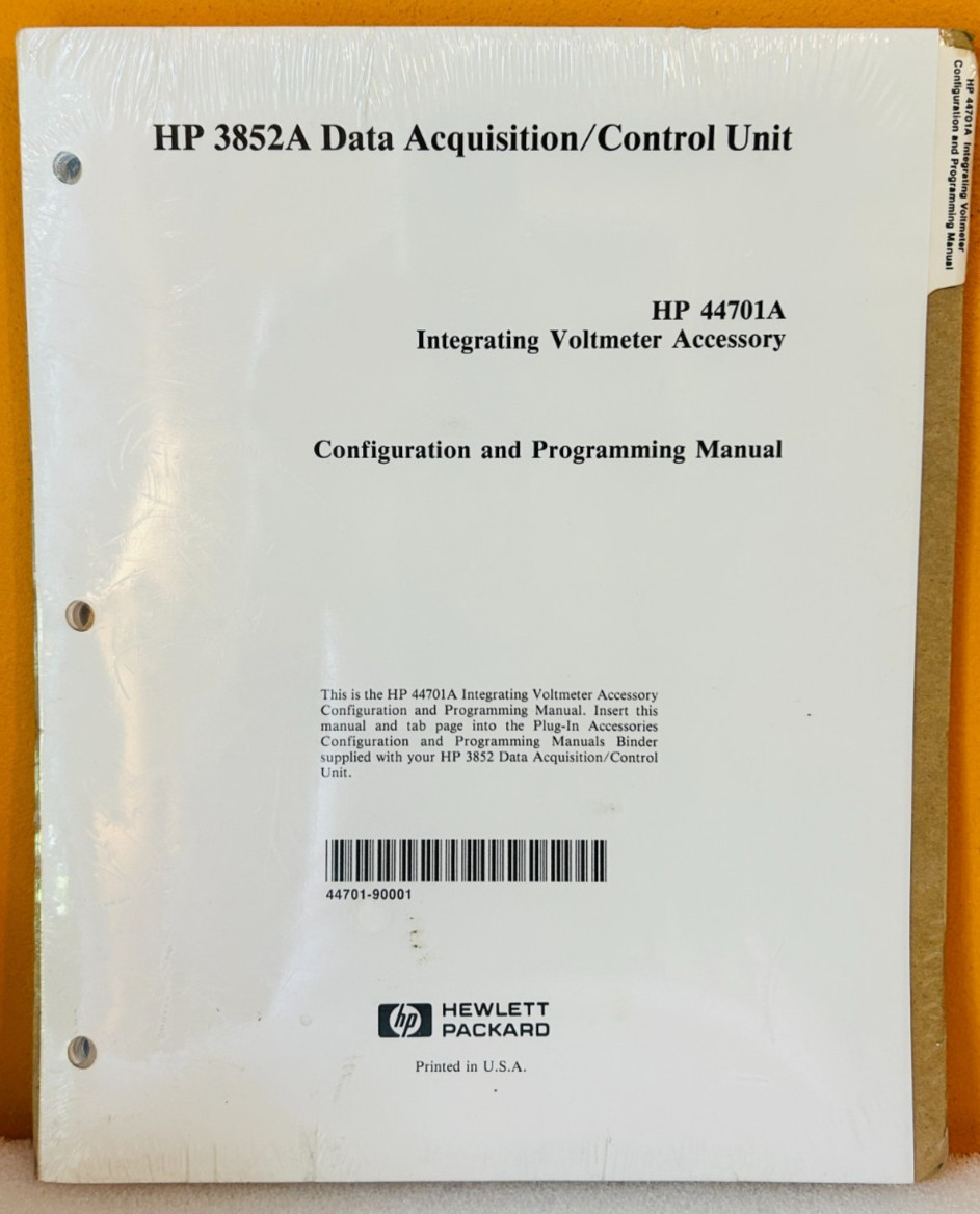 HP 44701-90001 HP 3852A Data Acquisition / Control Unit Programming Manual.