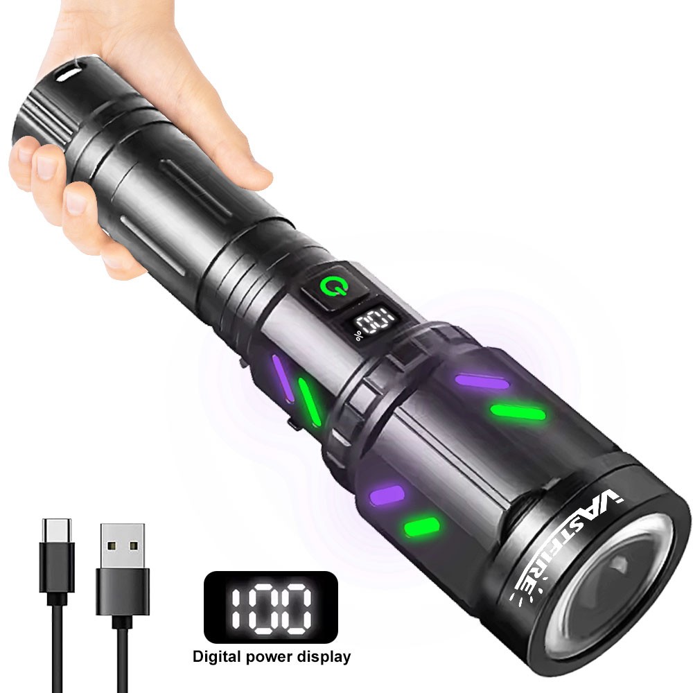 12000LM Laser White LED Flashlight Torch USB Rechargeable Zoomable Burning Light