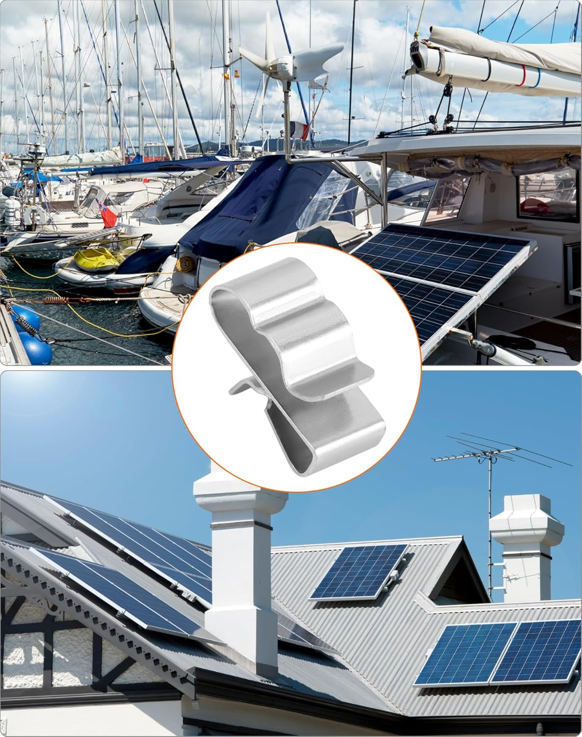 100Pcs 0.89” Stainless Steel Wire Clips for Trailer Frame Solar Panel Cables