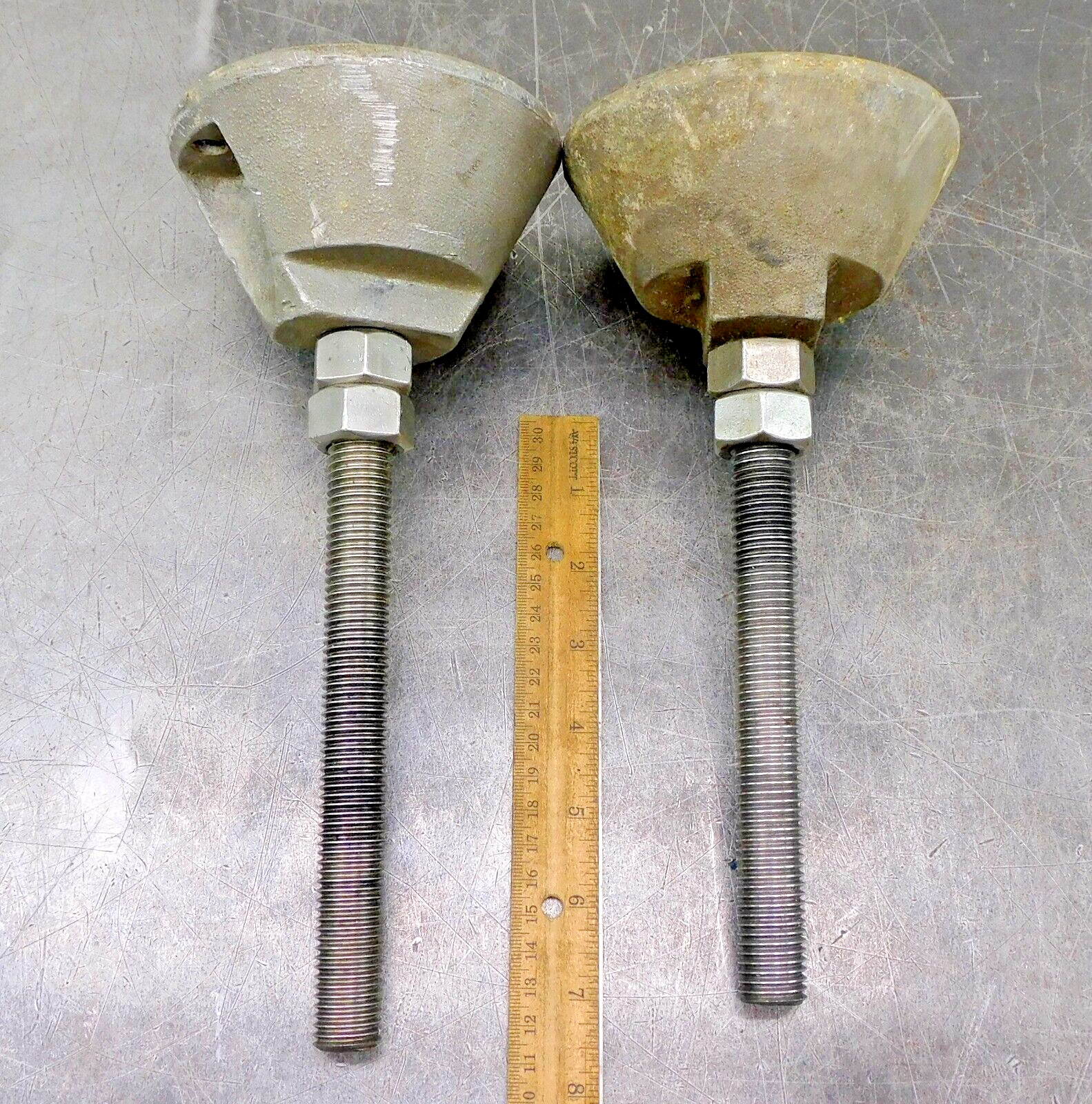 Lot of Two (2) Steel Machine Feet Mount Leveling Feet 3/4" x 6" L
