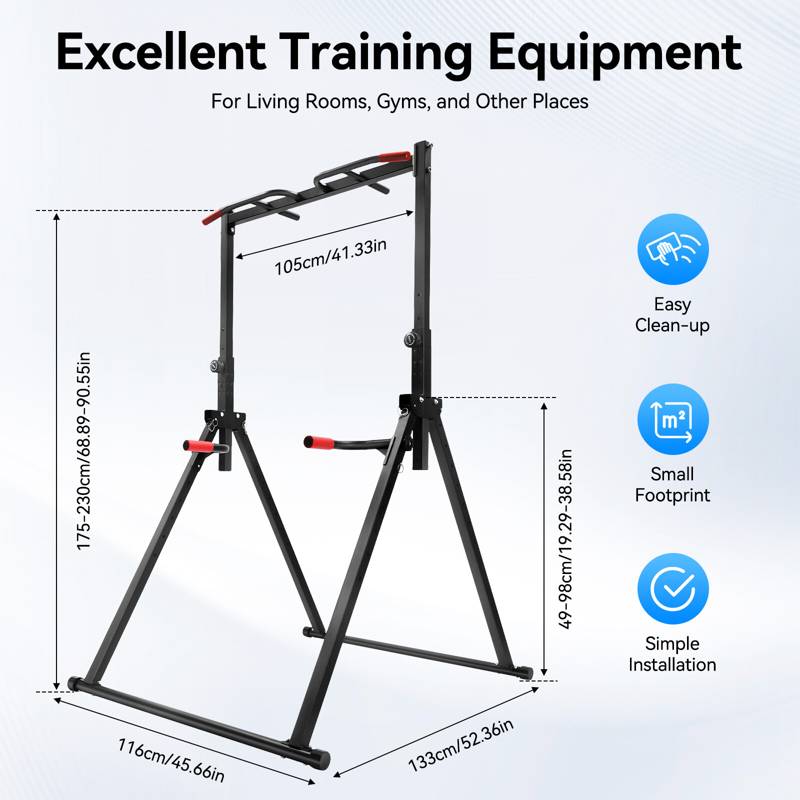 Adjustable Pull Up Bar Dip Station for Home Gym Strength Training Workout 440lbs