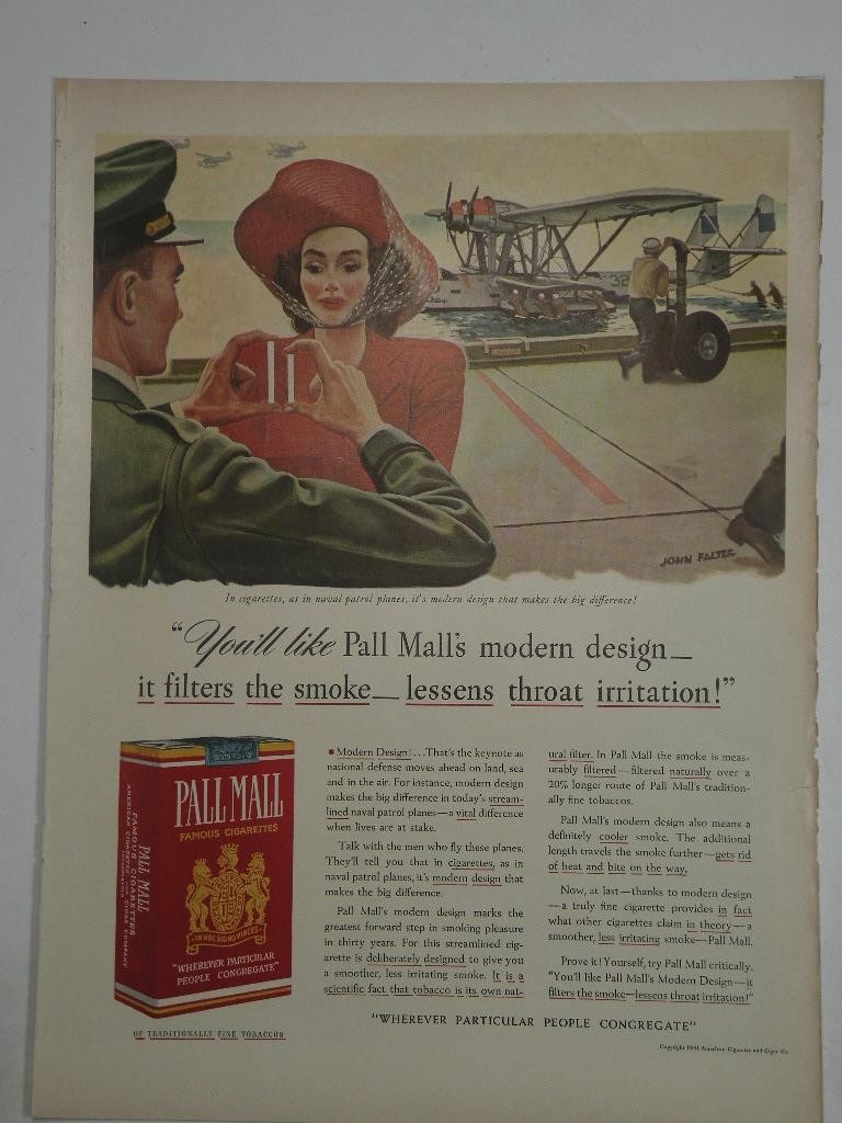 Magazine Ad* - 1941 - Pall Mall Cigarettes - World War II - (#2)