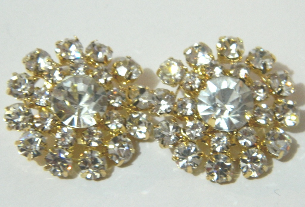 1 Pair Gold tone Diamonte/Rhinestone Button Centres - DIY Browbands