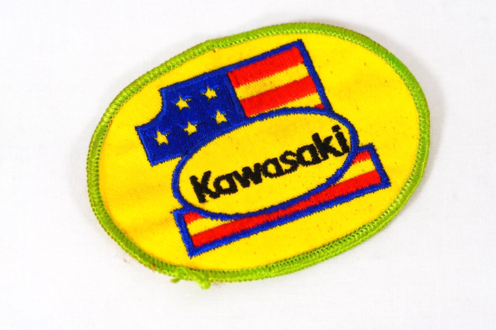1980s Kawasaki Motorcycles 1 US Flag Oval Patch Kawasaki KX Tecate