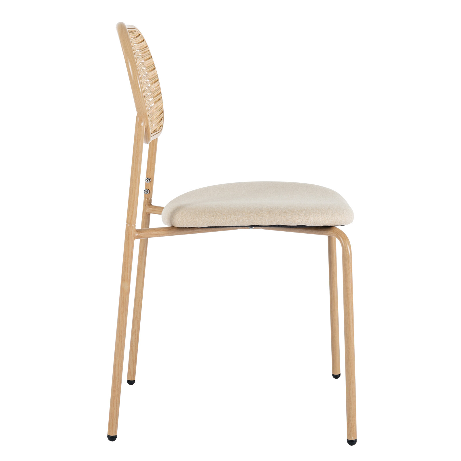 Boho Set of 4 Dining Chairs Upholstered w/Rattan Back,Metal Leg Kitchen Living