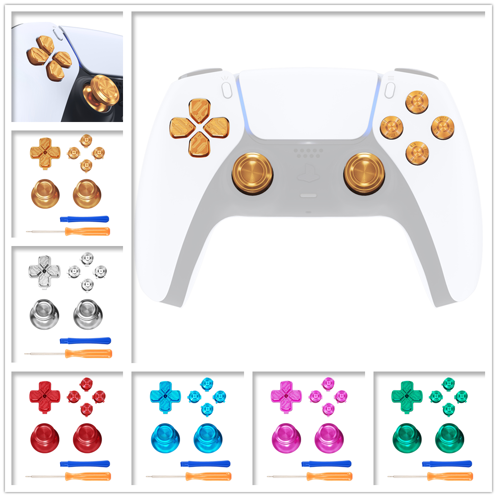 Replacement Metal Thumbsticks Dpad ABXY Buttons Custom Kit for ps5 Controller