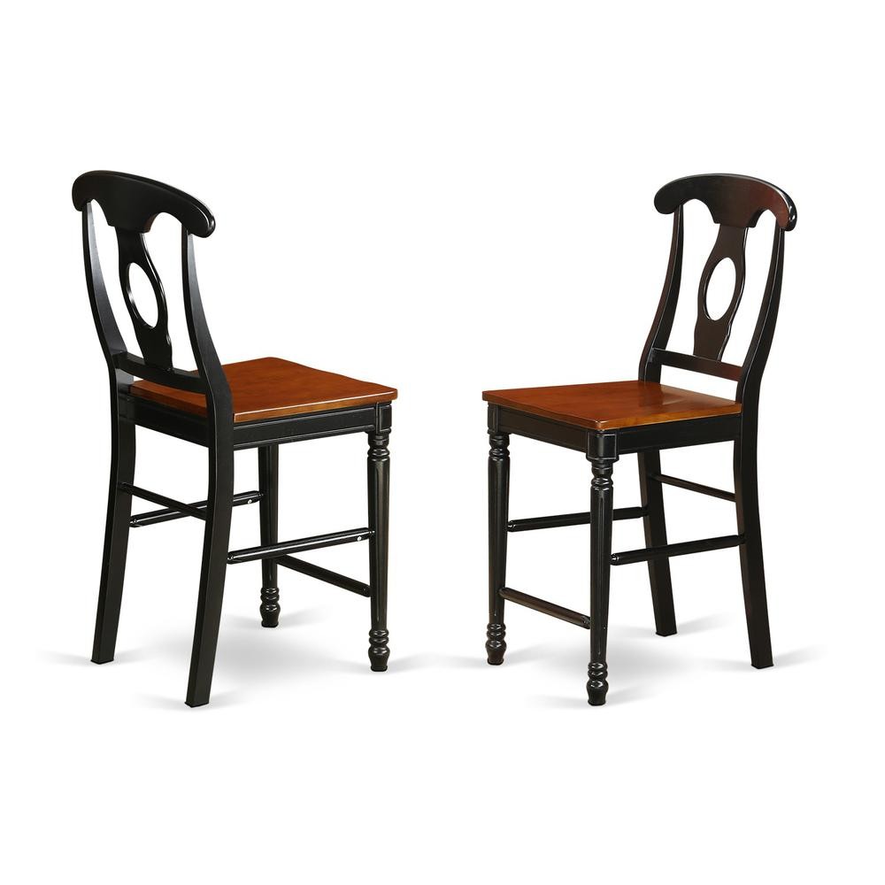 Kenley  Counter  Height  Stools  With  Wood  Seat  In  Black  and  Cherry ...