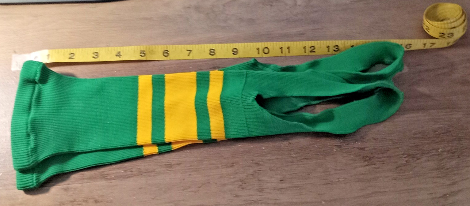 Vintage East-Tenn Green/Yellow Baseball Stirrup Nylon Socks 1 Pair USA