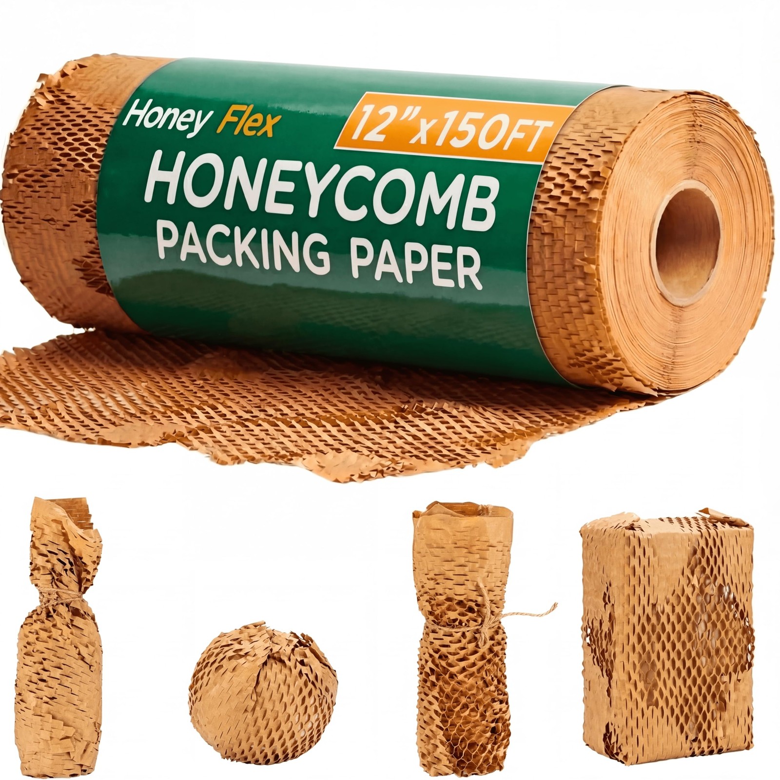12" x 150FT Honeycomb Packing Paper Roll Eco Friendly Kraft Cushion Wrap