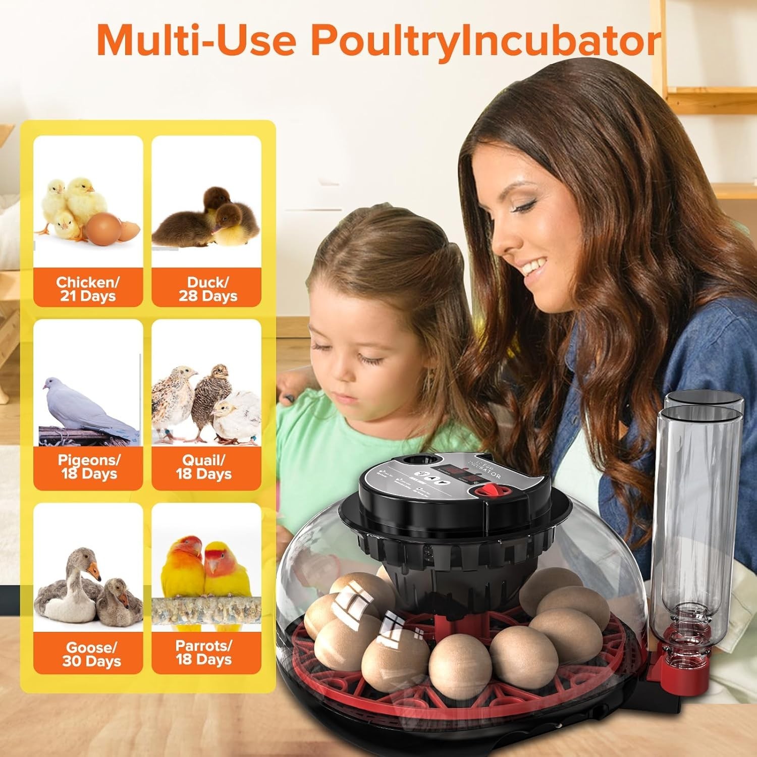 Upgraded HatchPro 12 Egg Incubator with Automatic Turning & Humidity Control