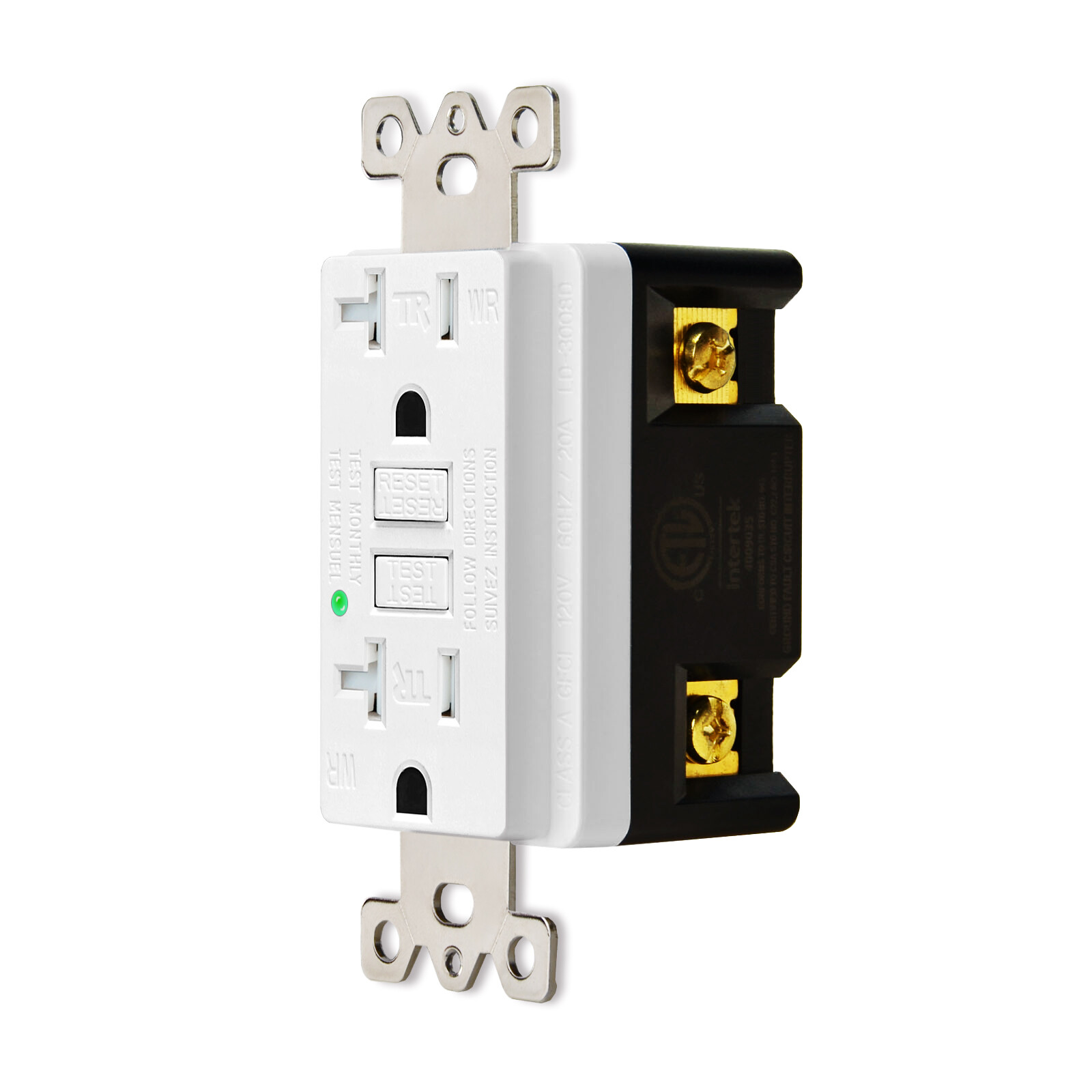 2x GREENCYCLE GFCI 20A White Outlet Tamper Resistant (TR)&Weather Resistant (WR)