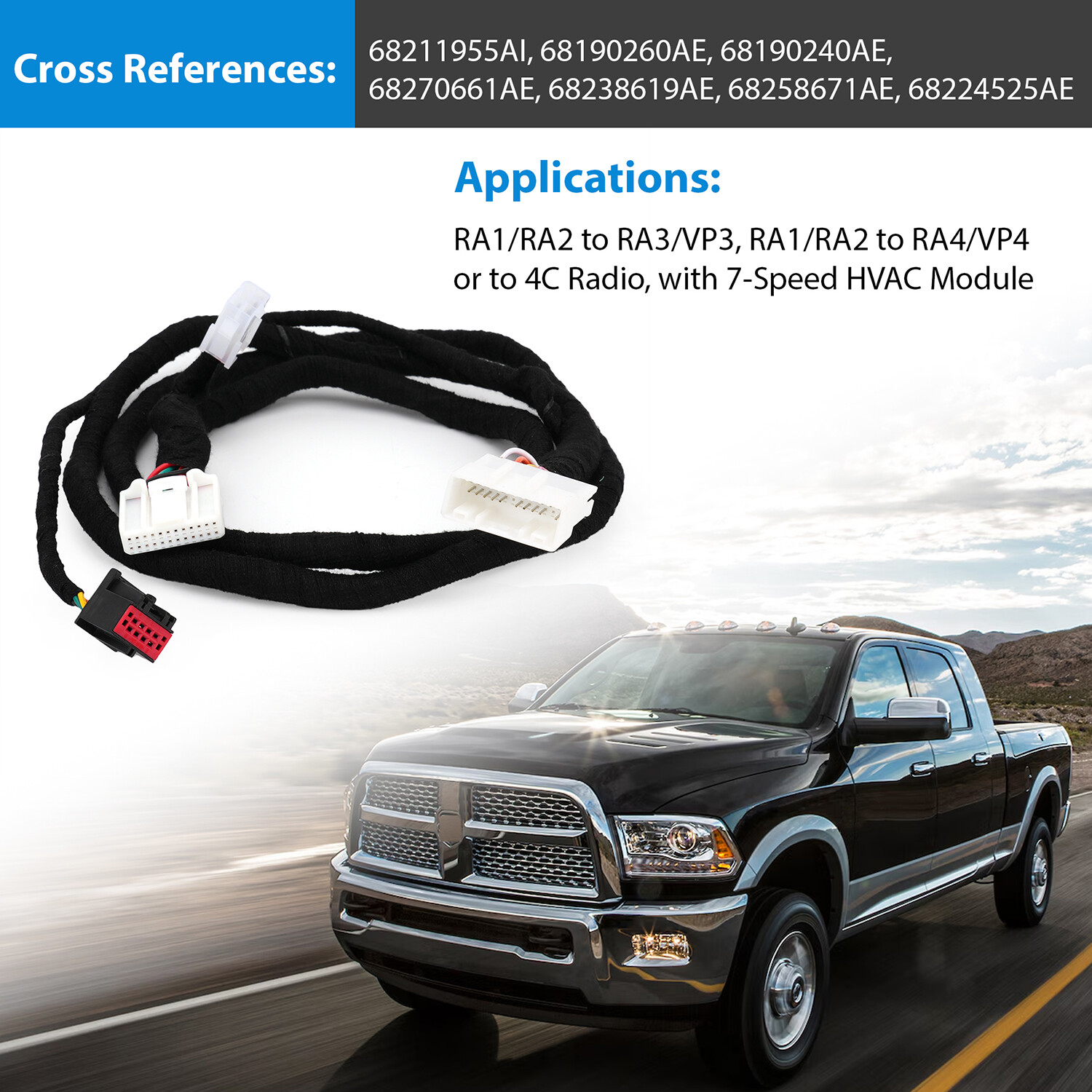 8.4" UConnect Upgrade Conversion Harness For Ram 1500 2500 7-Speed