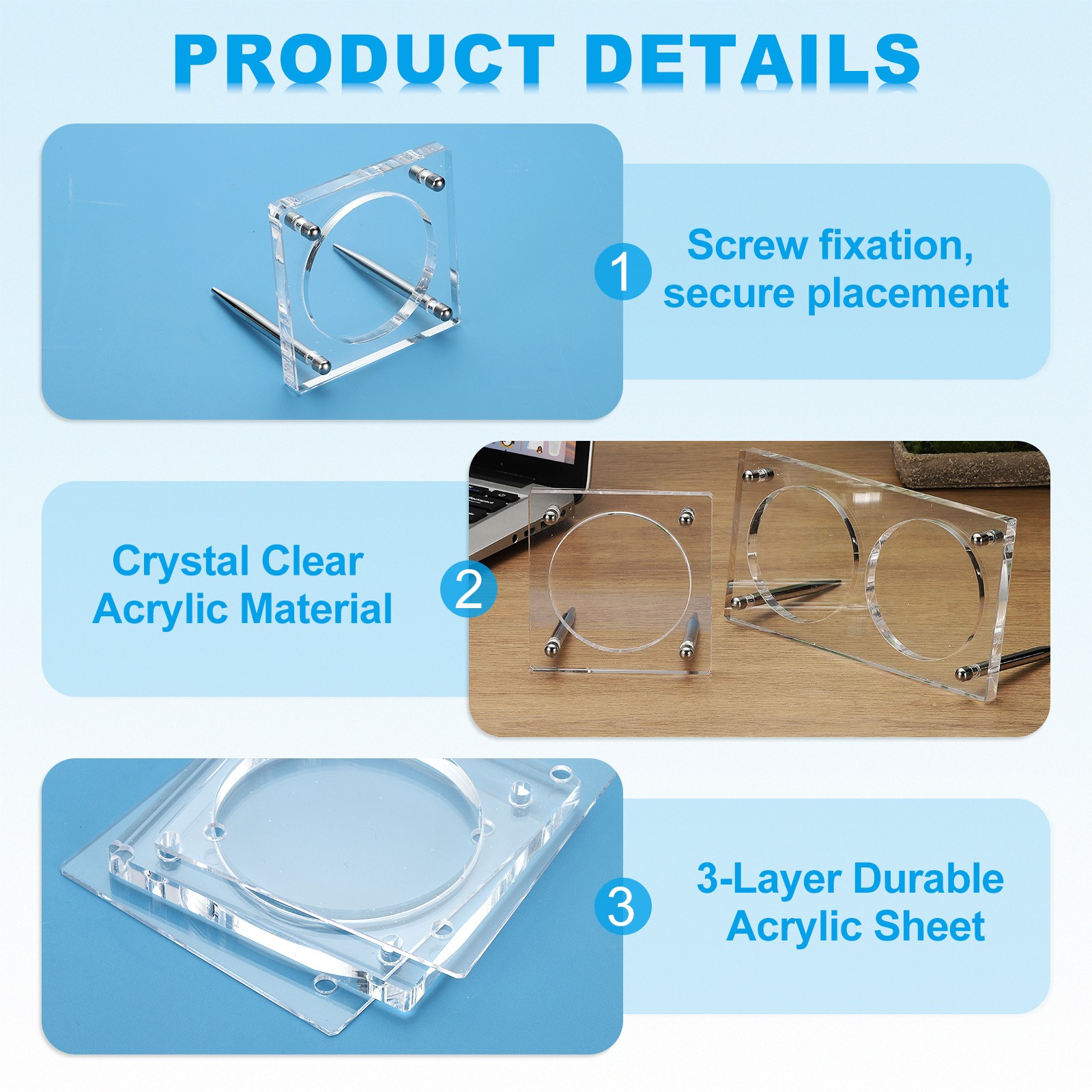 3" Acrylic Coin Display Frame 3D Floating Display Case Holder 4 Slots