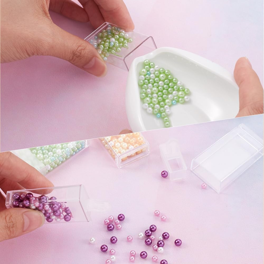 100 Pcs Plastic Flip Top Seed Bead Small Storage Containers 2x1 Rectangle Clear
