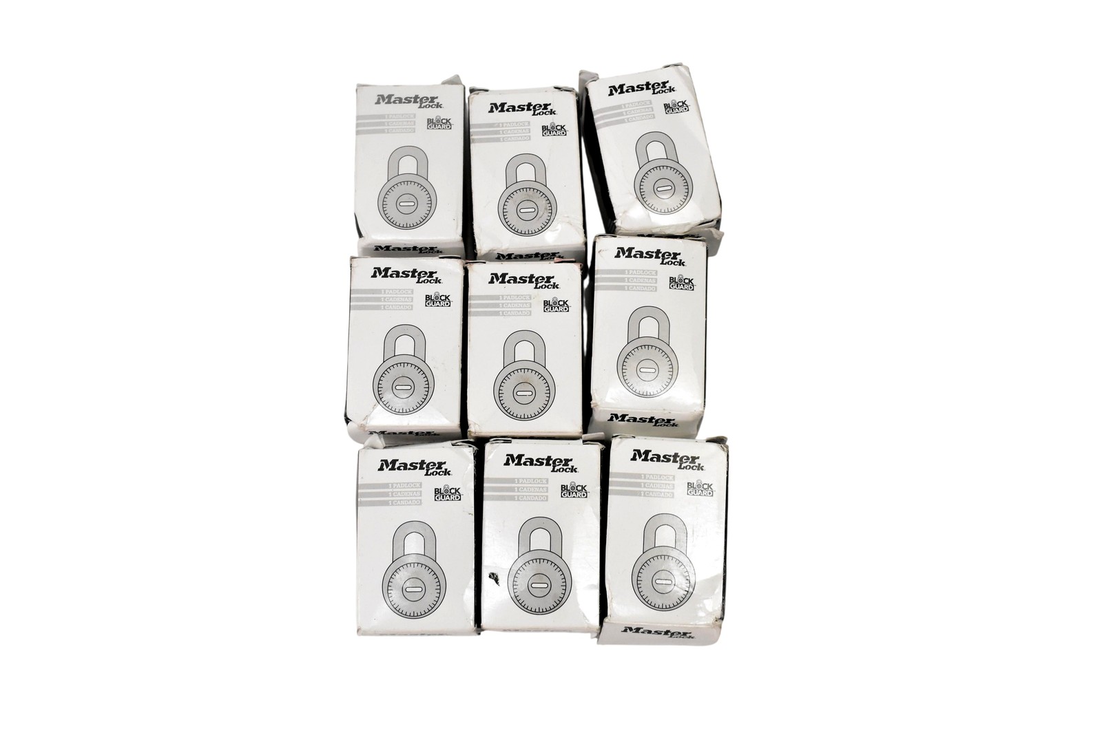 Master Lock Block Guard Combination Padlocks Lot Of 9 Black Dial Silver Locker