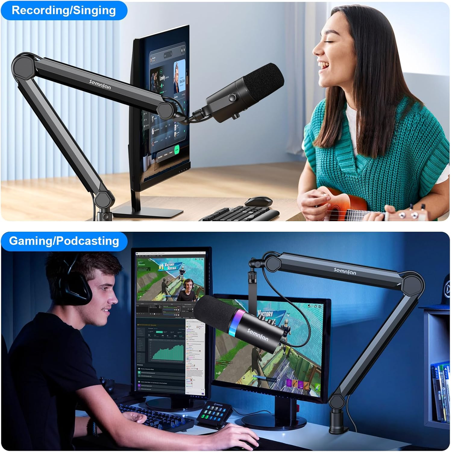 Soporte Microfono 360 Brazo Ajustable Abrazadera Canal Cable Podcast Streaming