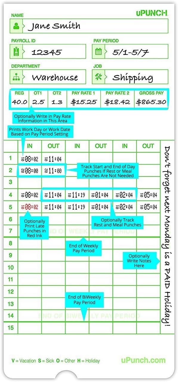 Efficient 300 Time Cards for HN3000 Time Clocks - Streamline Payroll Processing