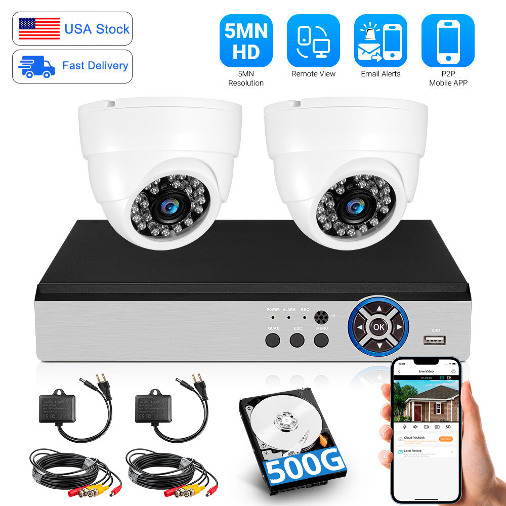 KERUI H.265 6-in-1 8CH Lite DVR Recorder with 5MP Outdoor Camera +500G HDD kits