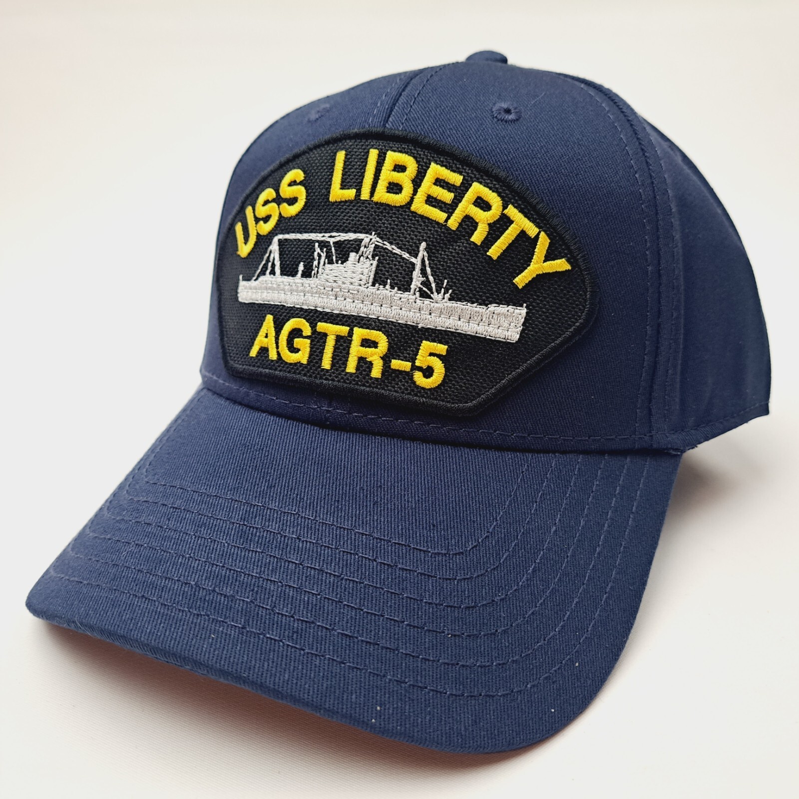US Navy USS Liberty AGTR-5 Men's Embroidered Patch Cap Hat Blue Cotton Solid