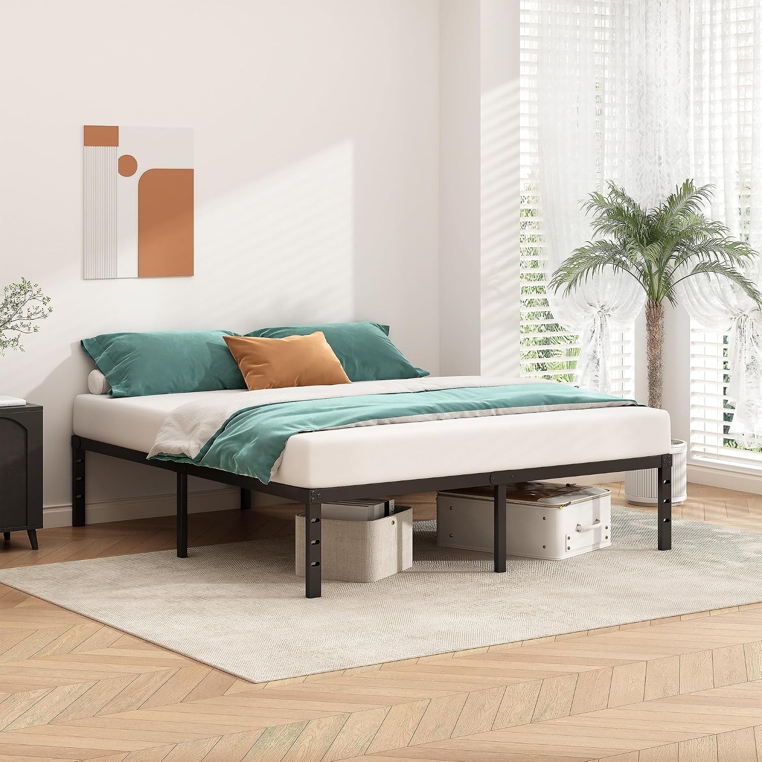 Metal Platform Bed Frame 14 Inch Tall,No Box Spring Needed,Full Size Bed