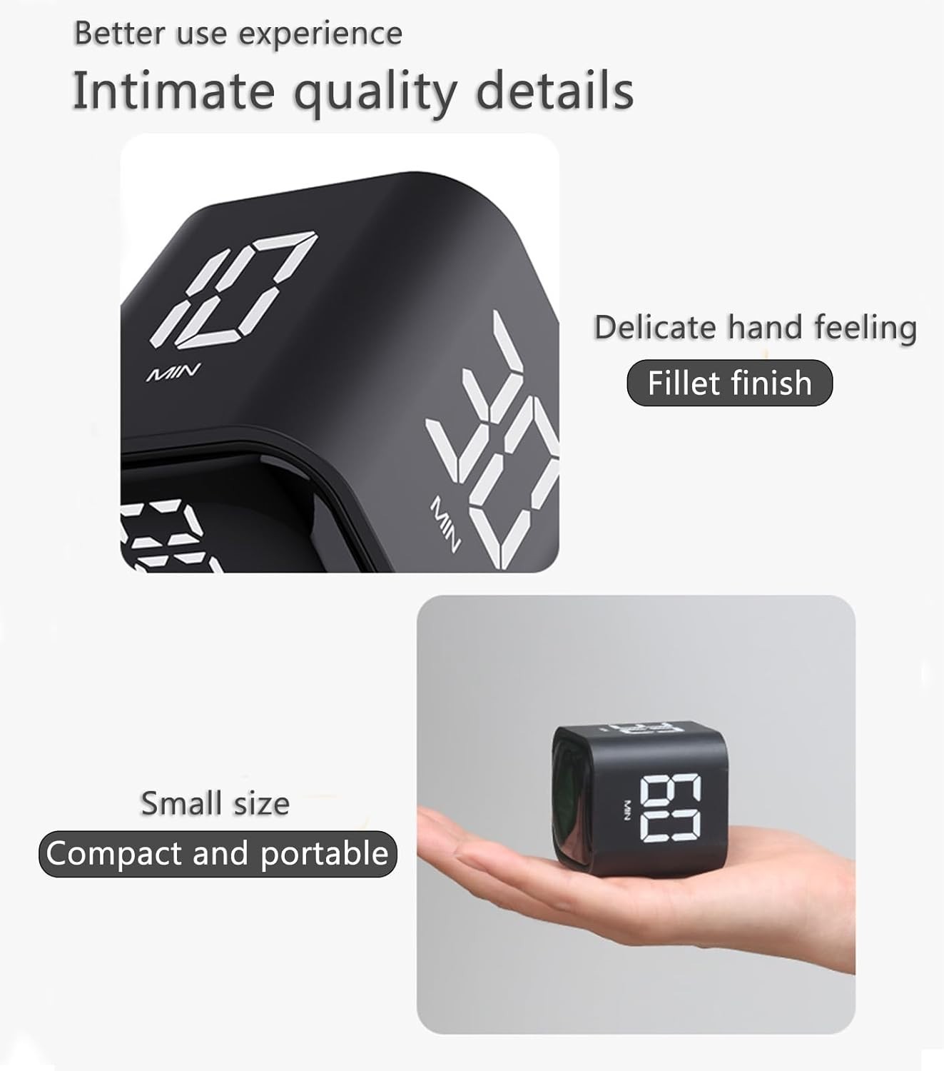 Rechargeable Digital Cube Timer Pomodoro Productivity Clock Custom Countdown Ala