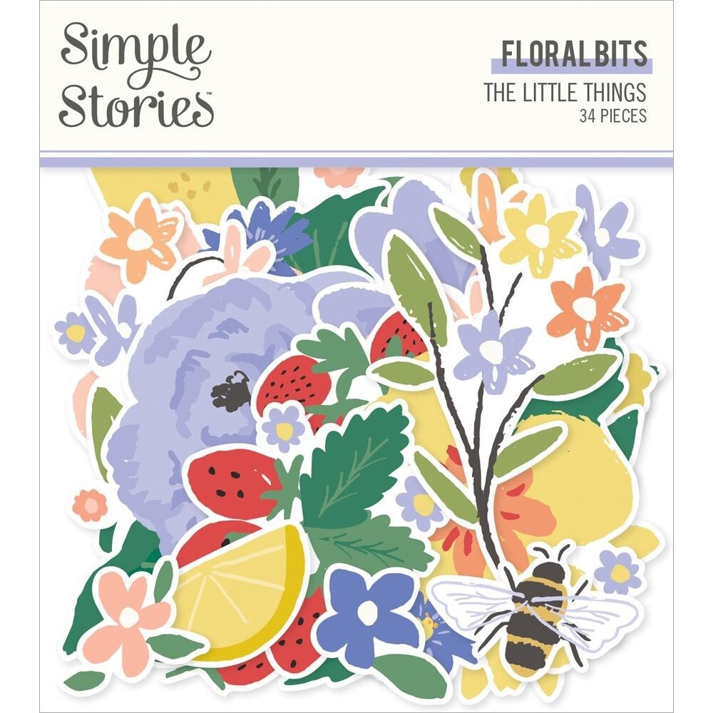 SS Floral Bits DieCuts Little Things Colorful Roses Lemons Bees Strawberries