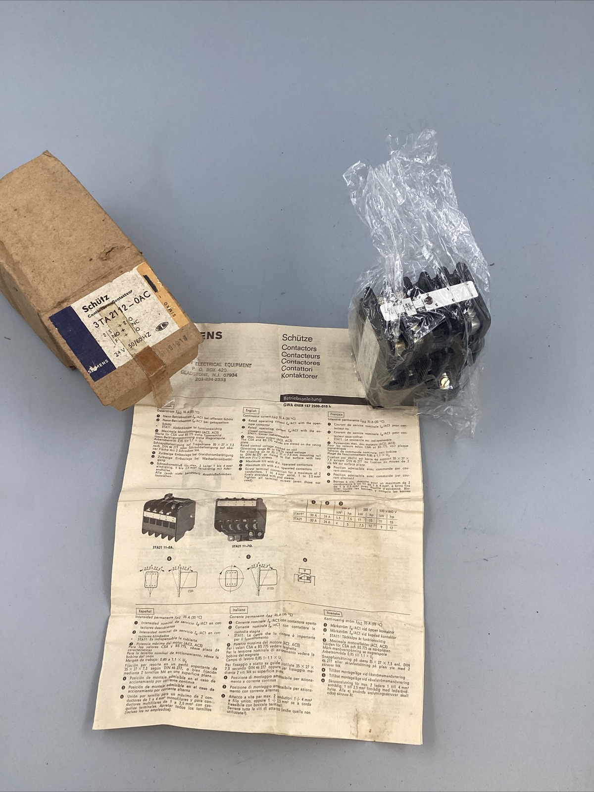 HOUSTON STOCK NEW SIEMENS 3TA2112-0AC MOTOR STRATER CONTACTOR 24V FREE 2 DAY AIR