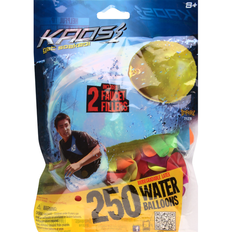 Imperial KAOS Water Balloons (250-Pack with 2 Faucet Fillers)