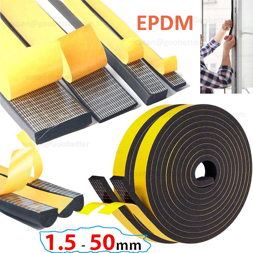 Neoprene Self Adhesive Backed Foam Sponge Strip Roll Sheet Tape Sticky Seal EPDM