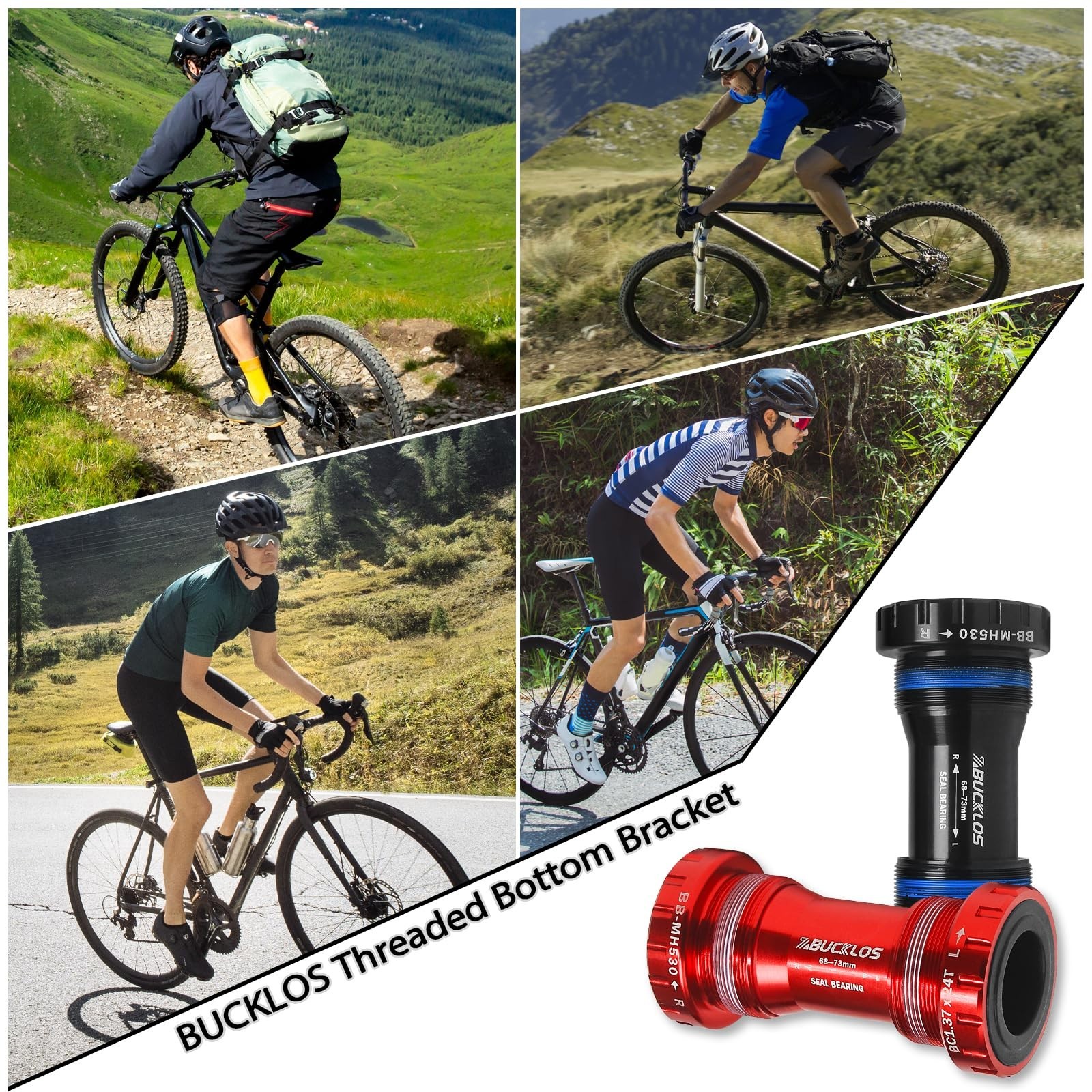 BUCKLOS Threaded/PressFit/Dub Bottom Bracket BSA 68-73mm/86-92mm -Ceramic/Ste...