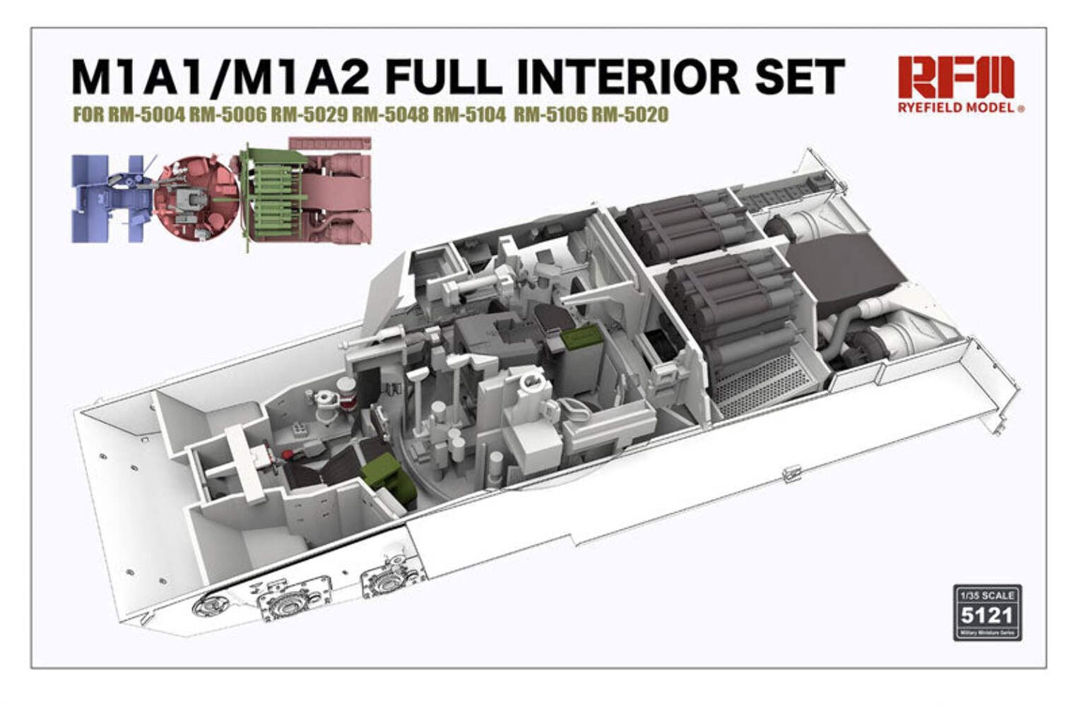 Rye Field Model 5121 M1A1 / M1A2 Abrams Full Interior Set (for RFM kit - tank no