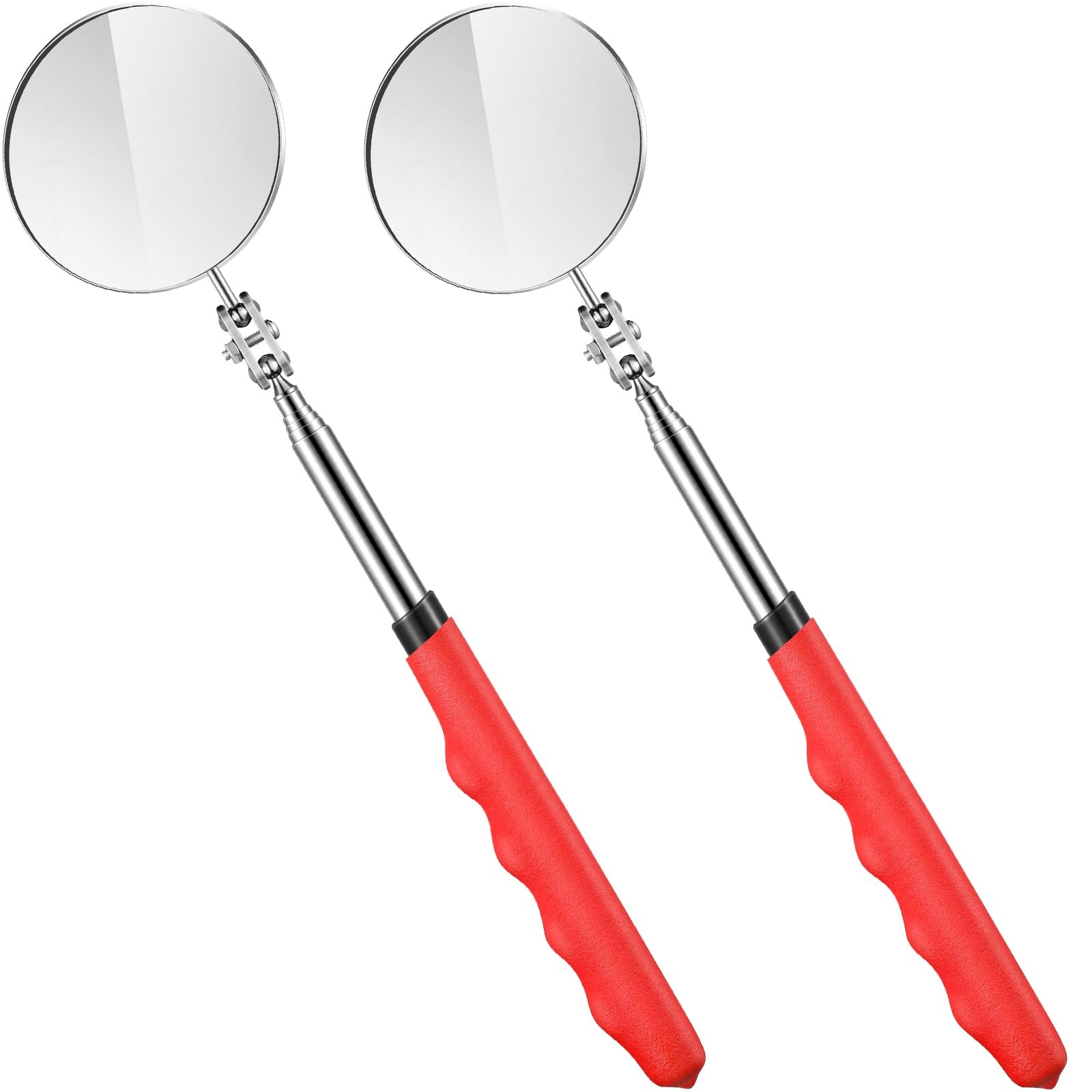 2 Pack Round Telescoping Inspection Mirror Mechanics Mirror Tool for Technician
