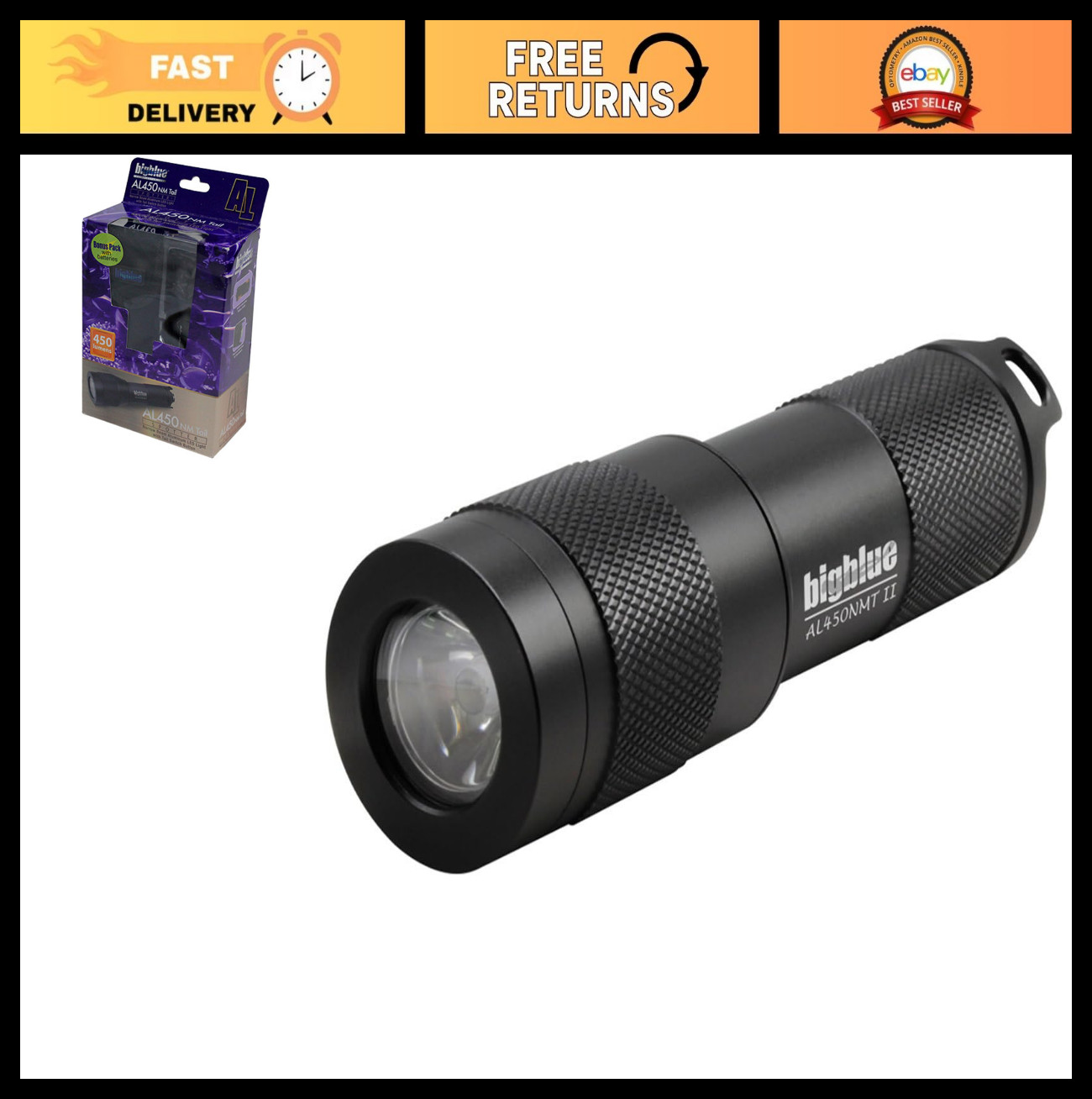 Mini Dive Light 450 Lumen, Compact Waterproof Torch, Narrow Beam Underwater LED