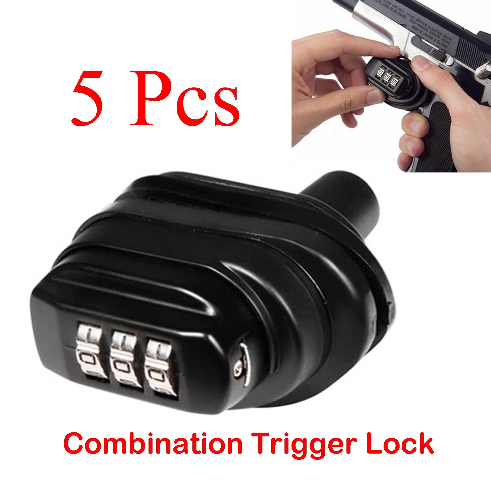 5X Adjustable 3 Digit Combination Trigger Locks for Pistol Rifle Shotgun Safety