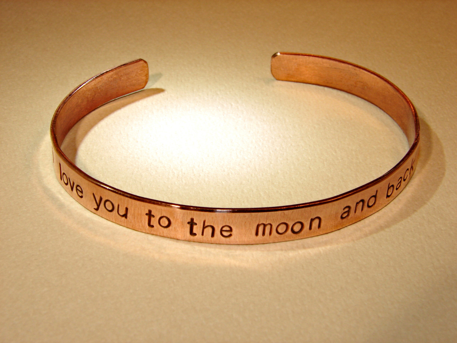 Copper cuff bracelet with to the moon
