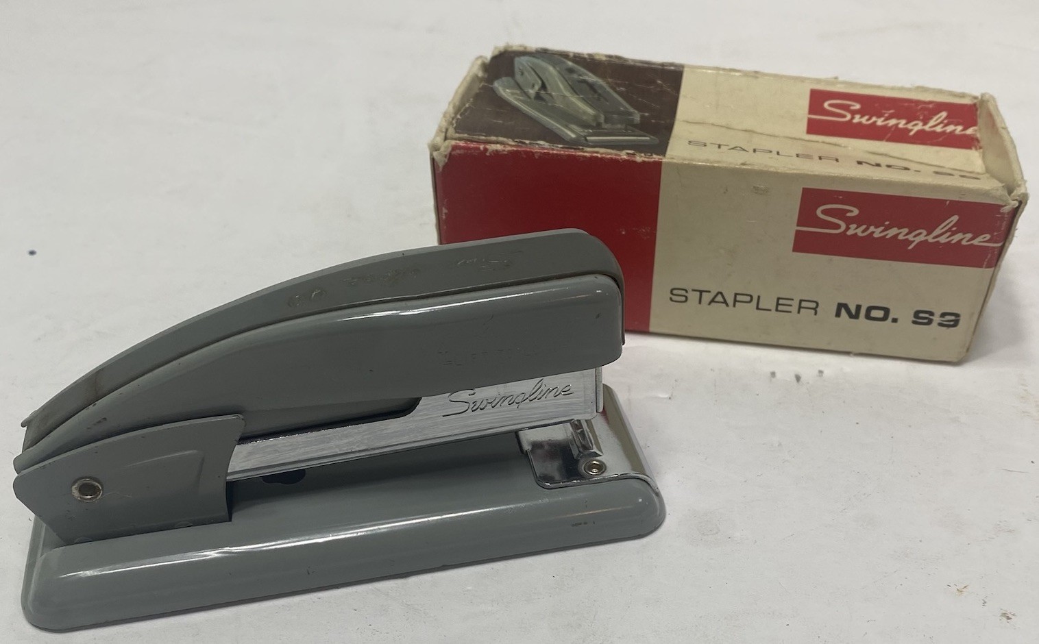 Swingline 99 Gray Stapler Vintage USA Made Long Island NY Tested Works W Box