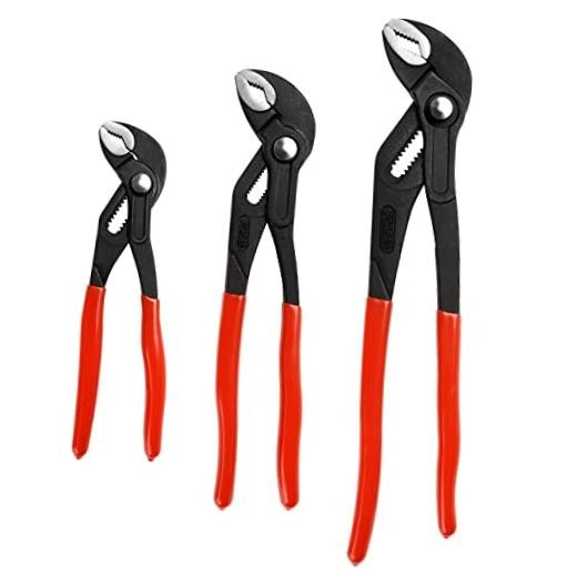 Kowsinde 3-Piece Groove Joint Pliers Set, Adjustable Water Pump Pliers, V-Jaw