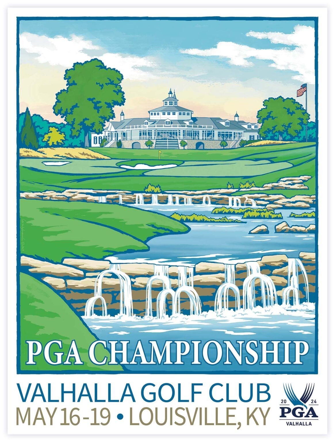 Lee Wybranski Limited Edition 2024 PGA Championship Poster Valhalla Golf Club