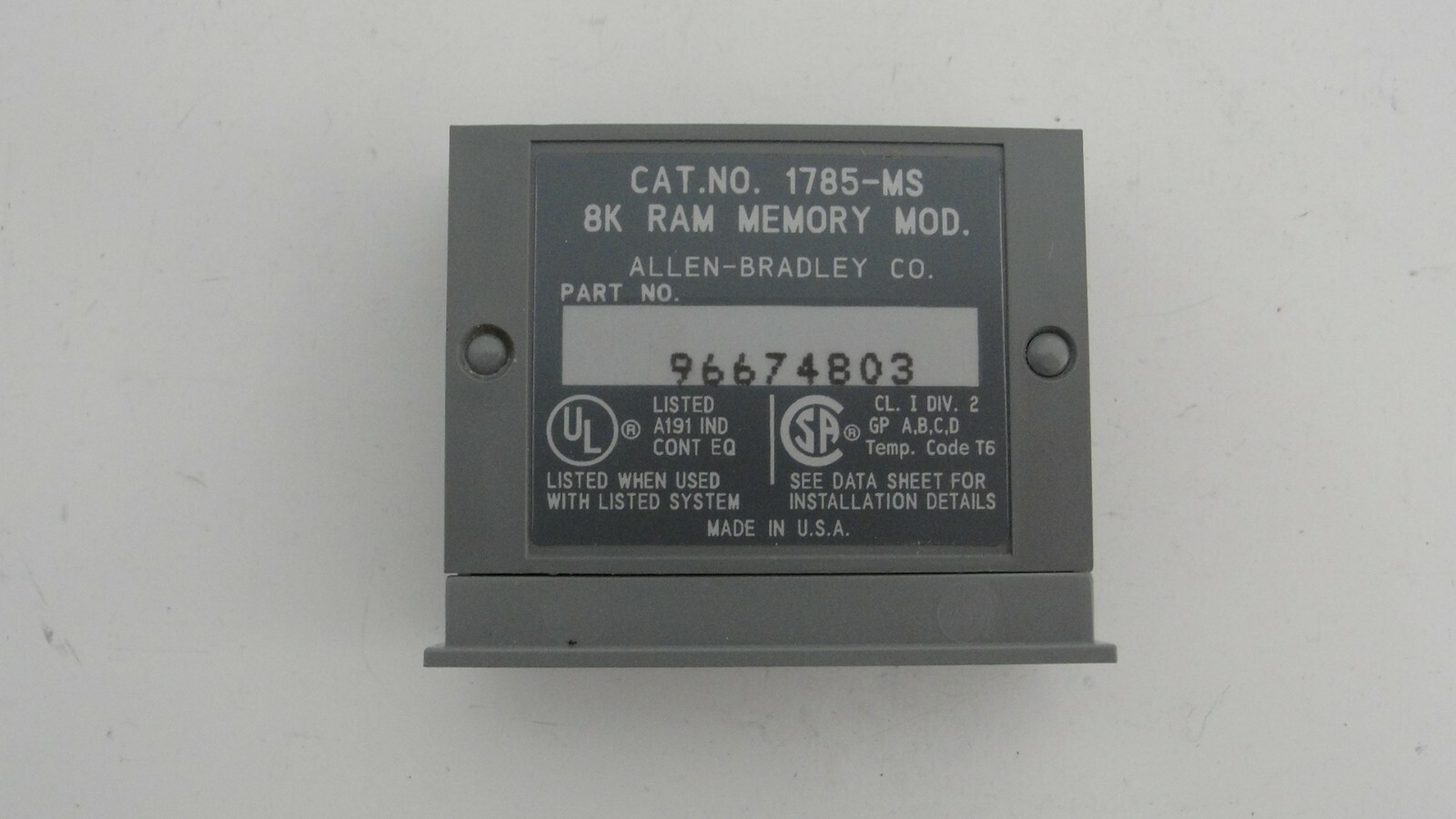 Allen Bradley 1785MS memory module 8K ram new