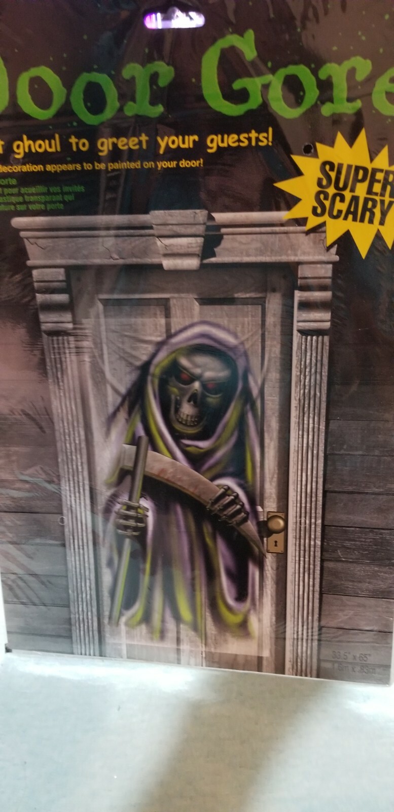 Grim Reaper Door Gore Cover Decoration Ghoul Skeleton Halloween Haunted 65”